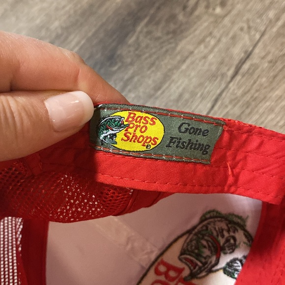 Mens one size bass pro baseball hat- red and white - Picture 5 of 6